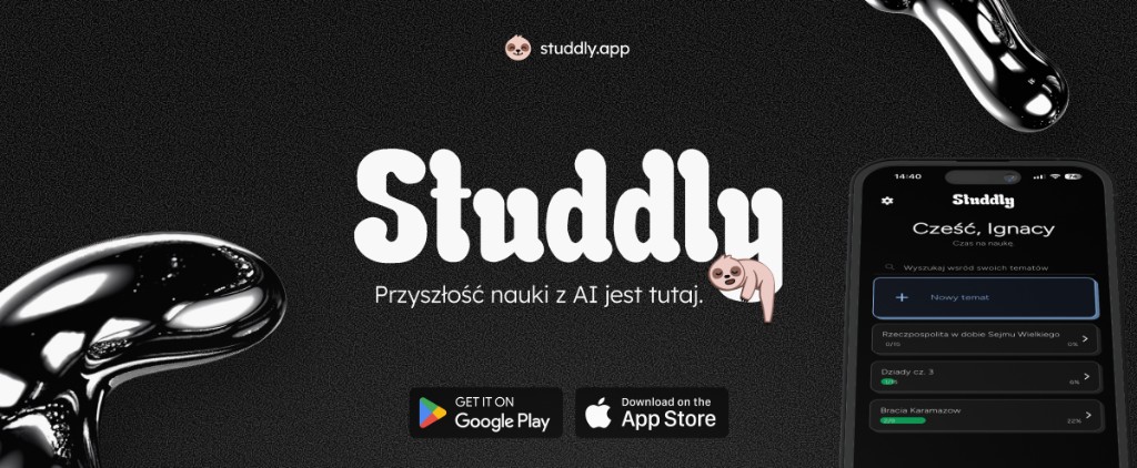 Studdly na telefonie, aplikacja do nauki z AI